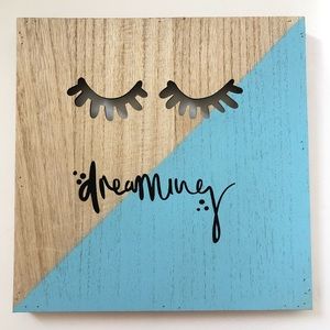 “Dreaming” Wall Art Wood Cutout Sleeping Eyelash Theme
